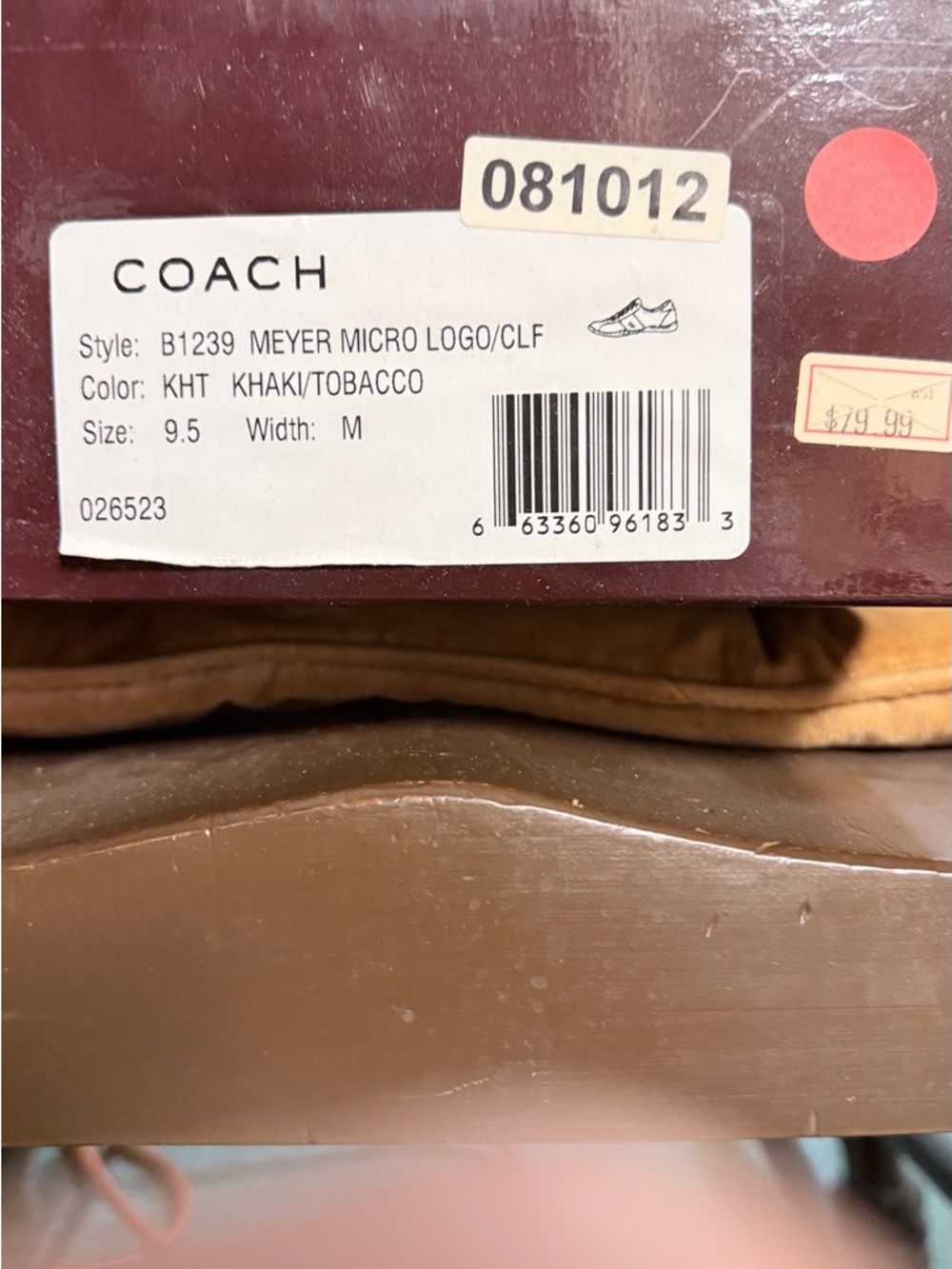 COACH Khaki/Tobacco Shoe Box Label - Meyer Micro Logo